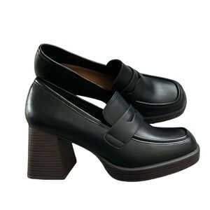 a.n.a. A New Approach Black Vegan Leather Chunky Platform Loafers Shoes 9.5